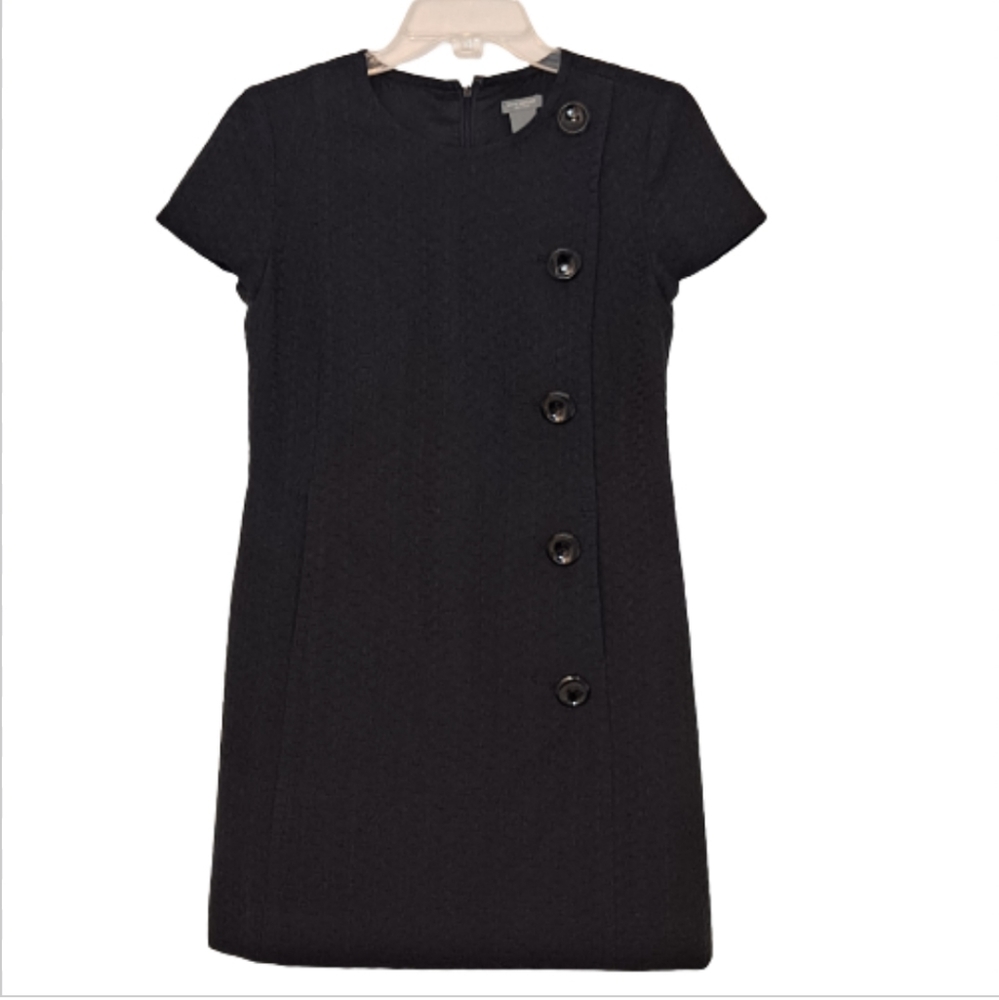 ANN TAYLOR Petite Side Button Black Mini Dress SZ6